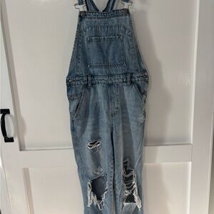 XS Distressed Denim Overalls Blue Jean overalls